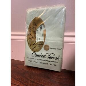 NWT Deadstock 1970s Sears Pastel Mint Green Cotton Regular 2 Pillowcases 42x38